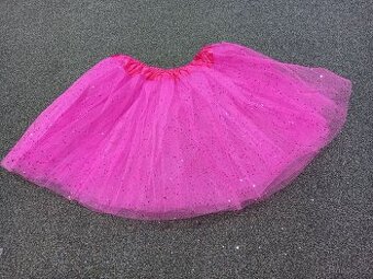 Tylová tutu sukně, cca 7-11 let, tmavě růžová s flitry