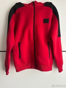 Červeno černá ,,neoprenová" mikina s kapucou nová