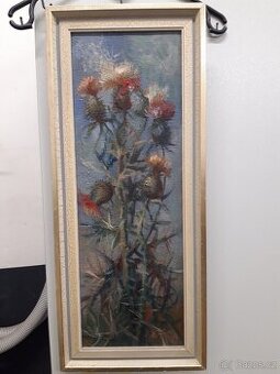 Obraz Bodláky ostravského malíře Josefa Drhy