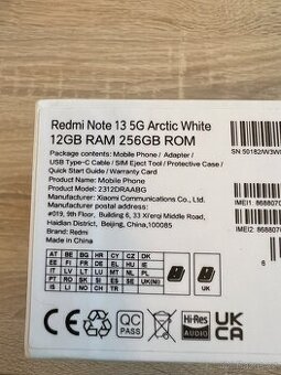 Xiaomi redmi Note 13 5G, 12gb Ram, 256 Rom