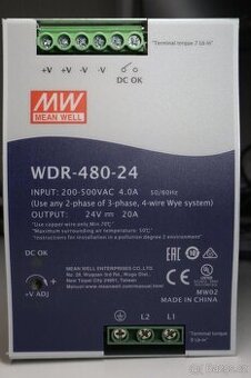 Napájecí zdroj Mean Well WDR-480-24 24V 20A 480W AC/DC DIN