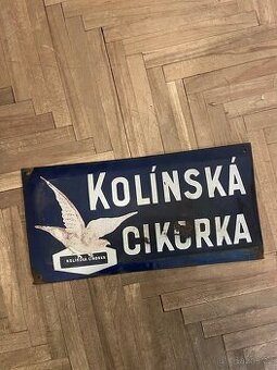 Smaltovaná cedule KOLÍNSKÁ CIKORKA