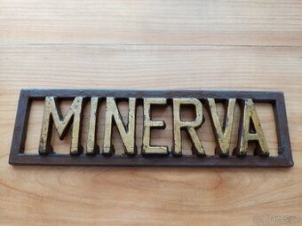 Šlapací šicí stroj Minerva - originální logo firmy, retro