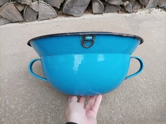 Smaltovaný modrý vandlík, průměr 37 cm - 1