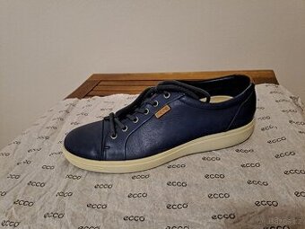 LUXUSNÍ PÁNSKÉ KOŽENÉ TENISKY ZN. ECCO, TMAVĚ MODRÉ, VEL. 44