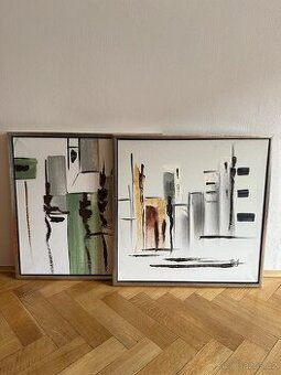 2 nástěnné obrazy v rámu 60x60 cm