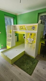 Dětská patrová poschoďová postel palanda fotbal