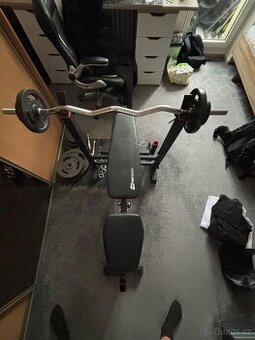Posilovací sada Strong 106 kg + lavice HS-1075 – TOP STAV