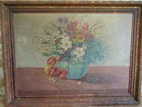 Obraz květiny Pozrovský - 60x80 cm - olej na dřevě