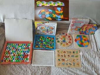 Mozaika 2x+Dřevěné skládačky hodiny atd dle fotek