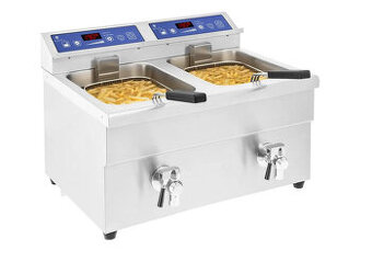 Indukční fritéza - 2 x 10 l - 2 x 3500 W - vypouštěcí kohout