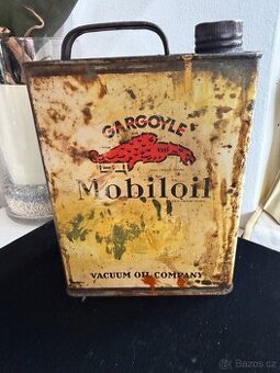 Plechovka od oleje Gargoyle Mobiloil 5 l