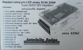 Napájecí zdroj pro LED pásky 20.8A 250W 12V bufik karavan