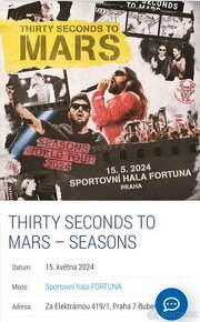 2ks VSTUPENKY na 30 seconds to Mars do Prahy