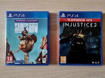 PS4 hry saints row a injustice 2 ve velmi pěkném stavu