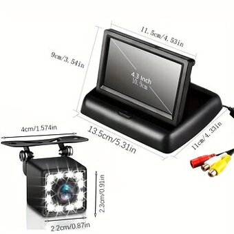 LCD monitor couvací kamery skládací 4.3" + KAMERA 2/1 KOMPL - 1