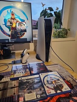 Playstation 5 s mechanikou, ovladač, hry, nabíjecí dock