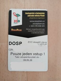 Nabízím 2 vstupenky do ZOO pro dospělí.