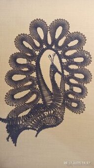 Paličkovaná krajka - Páv