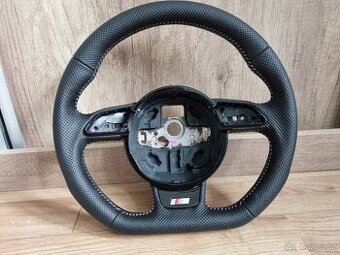 AUDI VOLANT kozeny zkoseny - perforovana kuze - S/RS logo