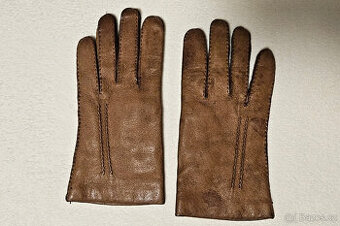 Dámské hnědé kožené rukavice