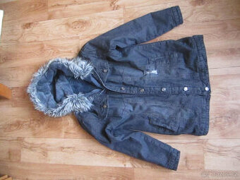 Džínová bunda s kožíškem uvnitř, vel. M/38, jako nová