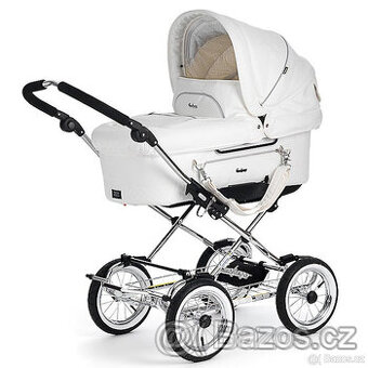 EmmalJunga Mondial De Luxe - Classic White Leatherette Pram - 1