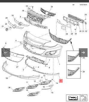 Opel Astra J spodní pravá, levá lišta nárazníku - 1