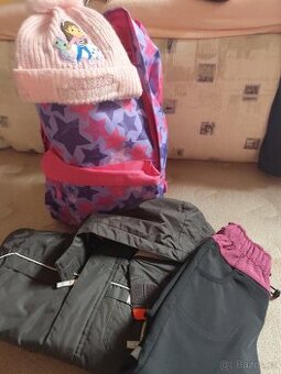 Balík zimního oblečení na holčičku + batoh