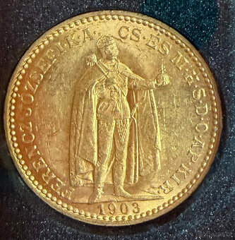 Zlatá mince 20 K Františka Josefa I., 1903 K.B