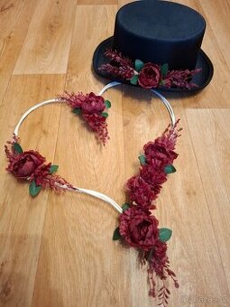 Svatebni vyzdoba na auto - bordo/ vinova