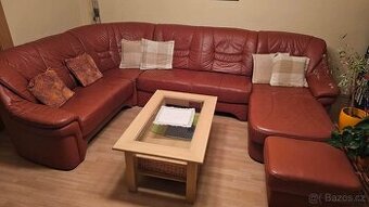 Kožená sedačka a taburet