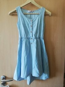 plátýnkové letní bavlněné sv. modré šaty (na zádech krajka) - 1