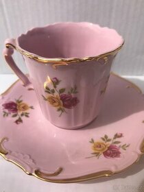 Růžový porcelán - 14 karatove zlato zn. Leander