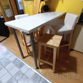 Stolní deska/barový stůl + nohy + židle - 1