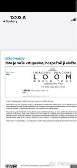 Vstupenka na stání - Imagine Dragons - 9. 6. 2025
