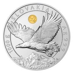 Stříbrná 1 kg investiční mince Orel 2023 se zlatou inlejí