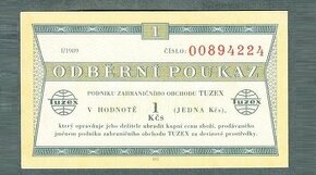 Staré bankovky TUZEX BONY 1kčs bezvadný stav