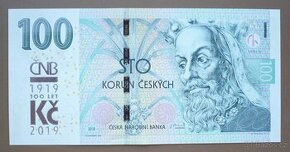 Bankovka, ČR 100 Kč, s přít, ročník 2019, s. M 01