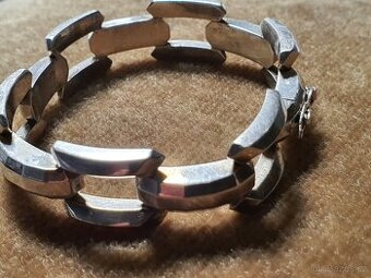 masivní stříbrný náramek, ART DECO