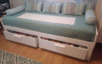 Ikea Brimnes rozkládací postel bílá 2 Malvik matrace prodáno