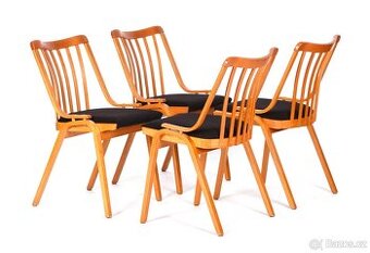 Retro židle TON Holešov, nové čalounění, 4 kusy.