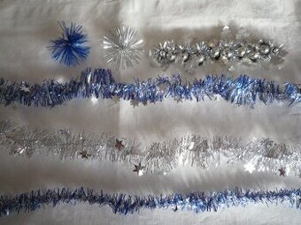 Vánoční dekorace / ozdoby -  modro - stříbrné