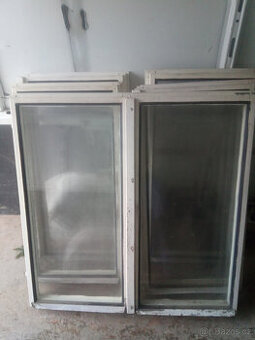 Dřevěná dvojitá okna stará dvoukřídlá 3ks