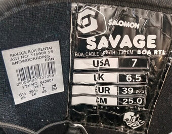 Dětské snowboardové boty Salomon - vel. EU 39 2/3