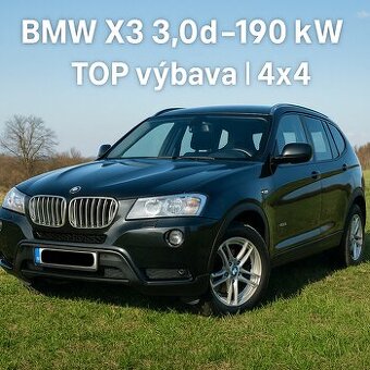 BMW X3 3.0d xDrive 190kW – TOP STAV, výbava, udržovaný kus