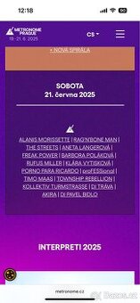 Vstupenka na metronom Praha na sobotu 21.6