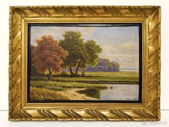Obraz F. Chvála, Jezero olej na plátně 30x40