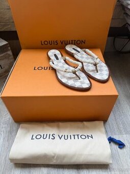 Louis Vuitton Rope Cord Damier Azur Canvas Thong Sandaly