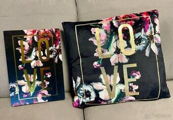 DEKORATIVNÍ POLŠTÁŘ + OBRAZ LOVE - nové